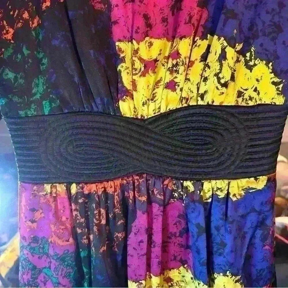 TRINA TURK Womens FOSSE SHANGHAI SILK Satin Multi-Color Short Dress Sz 2 - Picture 2 of 6